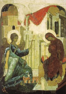 annunciation from vasilyevskiy by Andreï Roublev